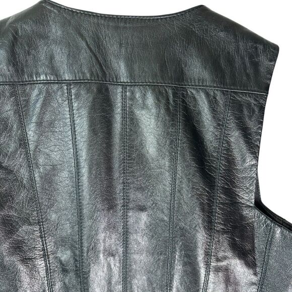 BCBG Max Azria Liu Black 100% Lamb Leather Zip Front Fitted Moto Vest Sz… - Picture 4 of 12